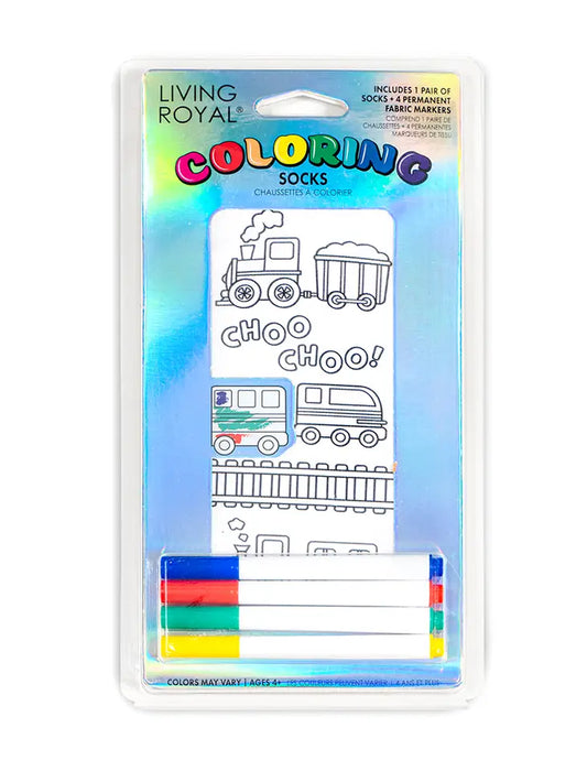 Train Coloring Socks