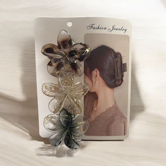 3 Pack Floral Hair Claws